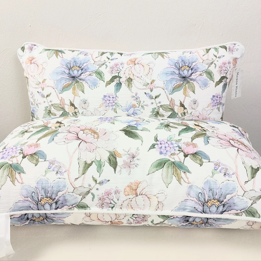 Maison Mason 2pc Set Floral Pillows Decorative Rectangle Pillow Down Alternative